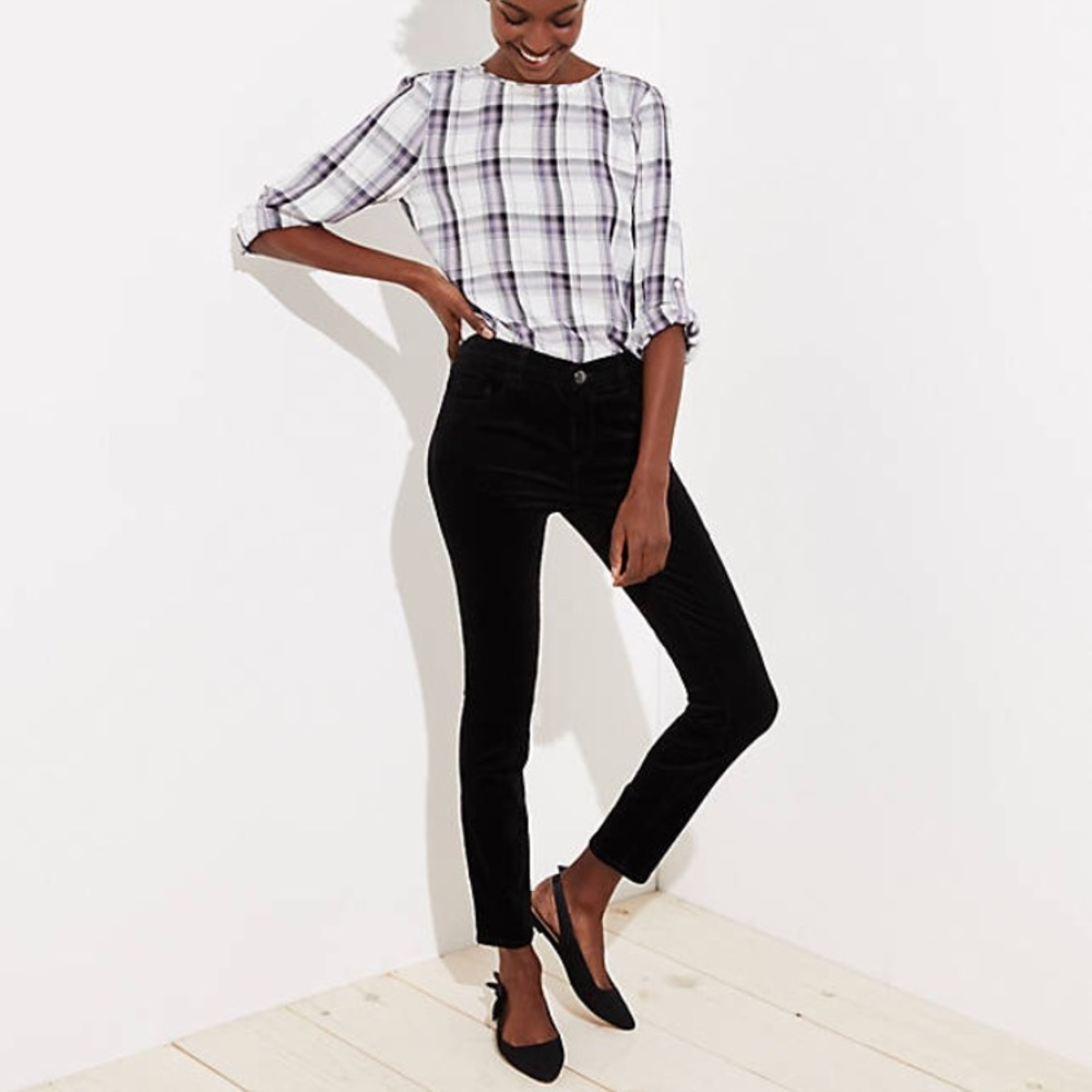 Ann Taylor LOFT Modern Skinny Corduroy Black Pants